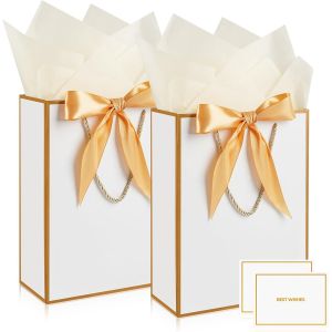 Mevronisshop-Lot De 2 Sacs Cadeaux En Papier Avec Mouchoir Et Cartes Pour Femmes, Filles, Demoiselles D'honneur, Anniversaires, Saint-Valentin Et F&ecirc;tes De Mariage - Neuf