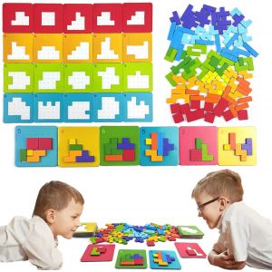 MDY-Jastonwn Tangram Casse Tete Enfant,Puzzle Tetris Tangram,Jeux Educatif 4 5 6 Ans,Tetris Jeux,Jouet Montessori 4 5 6 Ans,Tetris Puzzle 6 Ans Garcon Et Fille,Intelligence Jigsaw avec 108 Coloré Blo - Neuf