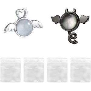 Kal-Boucles D'oreilles Ange Et Diable Pour Femme, En Argent 925, Hypoallergéniques, À La Mode, Boucles D'oreilles Asymétriques, Bijoux Pour Filles Et Femmes, Argent - Neuf