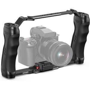 NEEWER Cage Caméra Vidéo avec Plaque à Dégagement Rapide Arca,Double Poignées,Filetage ARRI 3/8&#34;et 1/4&#34;,Sabot Froid,Stabilisateur Caméra Universel Compatible avec SmallRig NEEWER Plaque de Base,CA077 - Neuf