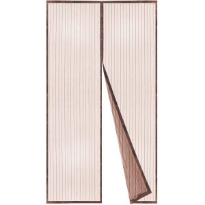 Moustiquaire magnétique rideau moustiquaire réglable avec aimants anti-choc interne pour balcon et porte fenêtre Fixation rapide sur fenêtre en bois aluminium (145 Marron) - Neuf