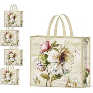 SJZG-4 Pi&egrave;ces Sac Courses Reutilisable Cerf De No&euml;l Cabas De Courses Lavables Pliable Sac Cabas Eco Grand - Neuf