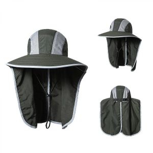 Chapeau De Soleil D'été Chapeau De Pêcheur Crème Solaire Chapeau De Soleil Imperméable Respirant En Plein Air Cape Casquette De Pêche, Vert Militaire - Neuf