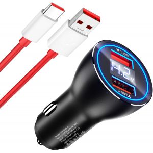 Ongi-80w Supervooc Chargeur Allume Cigare Usb Pour Oneplus 10 Pro Nord 2t,Chargeur Voiture Rapide Avec Câble Usb C Supervooc Charge Pour Oneplus 11 Nord Ce 2 Nord 2 8 Pro 8t Oppo Find X5 Pro X5 N2 Fl - Neuf