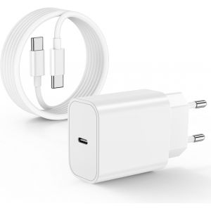 Chargeur Rapide iphone 15,USB C C&acirc;ble 2M et 20W USB C Chargeur pour Apple iPhone 15/15 Plus/15 Pro/15 Pro Max,iPad Pro/Air/Mini,Galaxy S23/S22,USB C Prise Secteur Mural Adaptateur Alimentation - Neuf