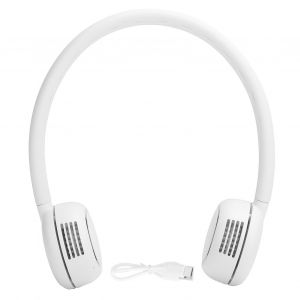 HJLIAN Ventilateur de cou suspendu sans ventilateur, reglable, chargement USB, silencieux, pour le sport, pour la maison, l'ecole et l'exterieur, blanc, 2000 mAh - Neuf