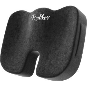 Coussin Coccyx,Coussin Chaise Bureau,Coussin Assise Ergonomique,En Mousse À Mémoire De Forme,Avec Base Antidérapante,Soulage Le Coccyx,Noir - Neuf