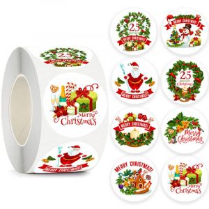 Color&eacute;, Joyeux No&euml;l Autocollant Cadeau De No&euml;l Emballage Se - Neuf