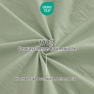 Cauc-Taie Oreiller 40x80 Cm Lot De 2housse Coussin 100% Coton Lav&eacute; Doux, Aspect Lin Et Respirant, Taie D Oreiller Vert Clair Avec Fermeture &Eacute;clair - Neuf