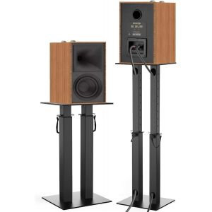 Ulteronixshop-Supports d'Enceinte R&eacute;glable en Hauteur, Lot de 2 Pieds d'Enceintes Universel avec Gestion des C&acirc;bles pour Enceintes Satellites Jusqu'&agrave; 20KG (Noir) - Neuf