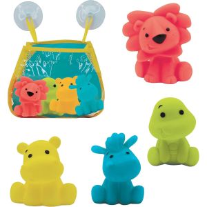 KAL-- 4 Aspergeurs De Bain + 1 Filet De Rangement - 4 Animaux Arroseurs Pour Jouer Dans Le Bain Ou &Agrave; La Plage - Jouets De Bain Pour B&eacute;b&eacute; En Plastique Souple - &Agrave; Partir De 10 Mois - Neuf