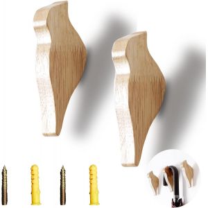 2 Pi&egrave;ces Pat&egrave;re Bois, Crochet en Bois Naturel, Patere Murale Bois d'Oiseau, Peuvent &ecirc;tre Utilis&eacute;s Dans le Bureau, le Salon et la Chambre &agrave; Coucher, pour Manteaux Suspendus Chapeaux - Neuf
