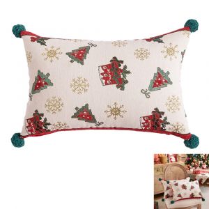 Chemin De Table Jacquard De No&euml;l Et Coussin D&eacute;coratif Avec Housses Pour La D&eacute;coration Des F&ecirc;tes - Neuf