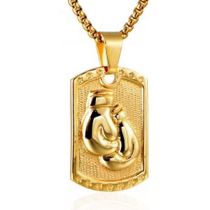 Trahoo-Collier Pendentif Gant De Boxe Fitness Homme Acier Inoxydable Les Chiens Étiquettes Gants De Boxe Pendentifs Collier - Neuf