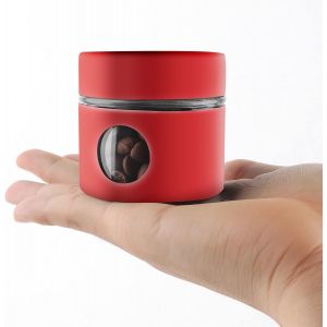 CMWS-Mini bo&icirc;te &agrave; caf&eacute; de voyage herm&eacute;tique en acier inoxydable et verre, id&eacute;ale pour les grains de caf&eacute; et le marc de caf&eacute;, rouge, 40 ml - Neuf