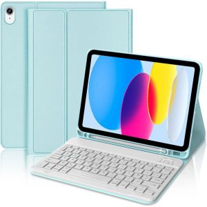 Coque Clavier pour iPad A16 (11'') / iPad 10 2022 (10,9'') Cuir Synth&eacute;tique Bleu avec Clavier Bluetooth - E.F.Connection - Neuf