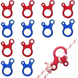 Lot De 12 Tendeurs De Corde À 3 Trous En Alliage D'aluminium Pour Camping, Randonnée Et Activités En Extérieur - Durables, Réglables Et Faciles À Installer - Neuf