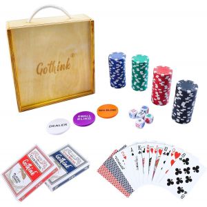Jeu De D&eacute;marrage De Jetons De Poker Classique Avec 100 Jetons De Poker Professionnels,2 Jeux De Cartes,5 D&eacute;s Et 3 Boutons,Ensemble De Poker Adapt&eacute; Pour Le Texas Hold'em Blackjack Gambling - Neuf