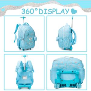 Cartable Fille Primaire Roulette Ce2, Cartable Primaire Sac Trolley Avec Sac Repas Trousse À Crayons Sac À Dos À Roulette Cartable Fille Ce1 - Neuf