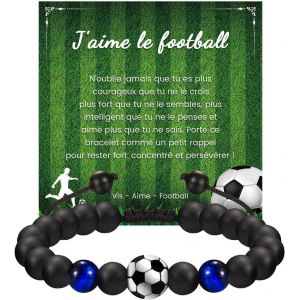 Tianyi-Cadeau No&euml;l Enfant Bracelet Football Croix Perles Gar&ccedil;on Fils Anniversaire 5 6 7 8 9 10 11 12 13 14 15 16 17 18 Ans, Cadeaux No&euml;l Original Bijoux Sport Gar&ccedil;on Id&eacute;e Cadeau Fan De Foot - Neuf