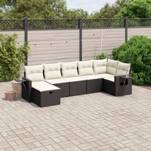 Prolenta Premium - Salon De Jardin 7 Pcs Avec Coussins Noir R&eacute;sine Tress&eacute;e - Neuf