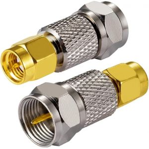 SMA Connecteur Adaptateur SMA M&acirc;le vers F Type M&acirc;le C&acirc;ble Coaxial Adaptateur Droit pour Radio FM Dab Antenne WiFi CATV TV Antenne R&eacute;seaux A&eacute;riens Modems(2 Pi&egrave;ces) - Neuf