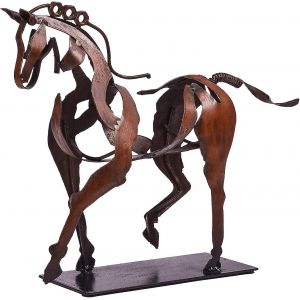 Décoration De Statue De Cheval En Métal D'art 100% Fait À La Main Sculpture De Cheval Moderne Artisanat, Décoration De Statue En Métal Rustique Étagère De Maison Cheminée Bureau Statue (Style - Neuf
