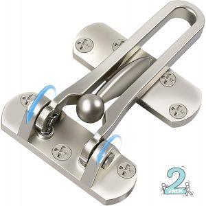 2 Pack De Sécurité De La Maison Serrure De Porte Serrure De Porte De Garde De La Barre Avant Et À L'intérieur De La Porte, De La Porte Bouchon À L'épreuve Des Enfants Renforcé - Neuf