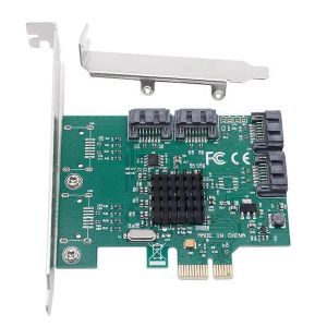 Adaptateur de carte d'extension SATA PCI EXPRESS X1 vers 4 ports Contrôleur SATA3.0 88SE9215 Puce PCI E PC - Neuf