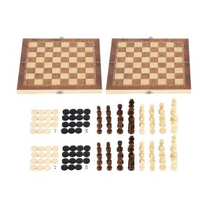 Jeu De 3 En 1 En Bois Comprenant &Eacute;checs, Backgammon Et Dames, 29 X 29 Cm - Neuf