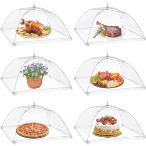 Jexnovashop-6pcs Cloche Alimentaire Pliable Anti-Mouche Couvercle De Nourriture En Maille Pliant Tente Parapluie Anti-Insectes Anti-Moustiques Protection Pour Barbecue Pique-Nique Aliments - Neuf