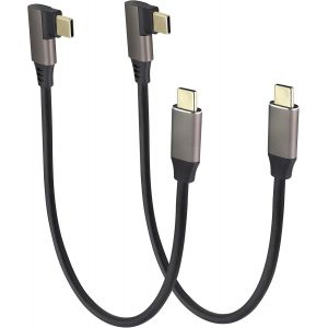 KALANKA-90 Degrés USB 3.1 Type C à Type C Connecteur Câble Angle Droit 3.1 USB Type C Mâle Câble Prend en Charge,Données,Audio,Vidéo Câble pour Ordinateur Portable,Téléphone Portable(0,3 M/2Pack) - Neuf