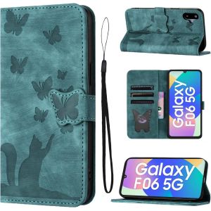 Kal-Coque Pour Samsung Galaxy F06 5g(6.7 Zoll) (6,7 Pouces) 5g Housse De Protection Premium Pu Cuir Portefeuille Protection Porte Carte Fonction Support Flip Case Pour Samsung Galaxy F06 -Vert - Neuf