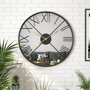 ChenQuanSarl-Horloge Murale Moderne Avec Miroir Pour Salon, Grande Horloge Décorative En Métal Avec Chiffres Romains, Silencieuse, Sans Tic-Tac, Pour Chambre À Coucher, Cuisine, Bureau, Décoration No - Neuf
