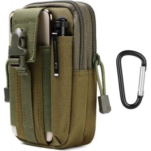Nzqaf-Sac Tactique Ceinture, Nylon Sacoche Ceinture | Vert Armée | Multifonctionnelle Molle Edc Gadget Sac Pour Téléphone, Plein-Air, Randonnée, Alpinisme Et Cyclisme (Avec 1* Mousquetons) - Neuf