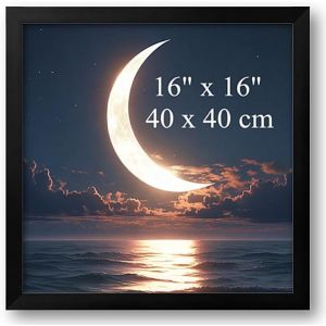 FCHHK-Cadre photo en bois massif - Noir - Avec plexiglas - À suspendre au mur - Plateau de table - Convient pour photos, posters et peintures de 40 x 40 cm - Neuf