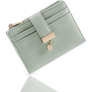 CAUC-Portefeuille Femme Cuir Porte Monnaie avec Fermeture &eacute;clair Poche &agrave; Monnaie, Compartiments Cartes &agrave; Bouton Pression &iquest; Petit Portefeuille Femme id&eacute;al pour Voyages - Neuf