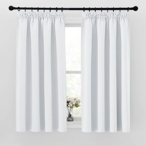 TIANYI-Rideau Galon Fronceur - Rideaux Thermiques Tenture Occultant pour Chambre Fille Garçons, Bloquer Lumiere Draperies Intérieurs, 2 Pièces, L140 x H160 cm, Gris Blanc - Neuf