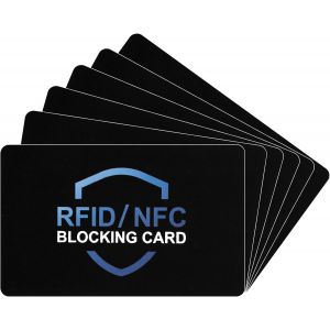 TRAHOO-Anti RFID/NFC Protection Carte Bancaire sans Contact, Carte Anti RFID, Lot de 6 Carte de Blocage RFID/NFC, Le Portefeuille Est Enti&egrave;rement Prot&eacute;g&eacute;, Carte de Cr&eacute;dit, Passeport, Noir - Neuf