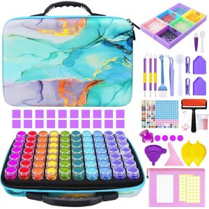Mevronisshop-Diamond Painting Accessoires Boite,70 Emplacements Boite Diamond Painting Rangement,Bo&icirc;tes D'accessoires De Peinture Au Diamant 5d,Avec Entonnoir,Pour Broderie Diamant Kit Complet - Neuf