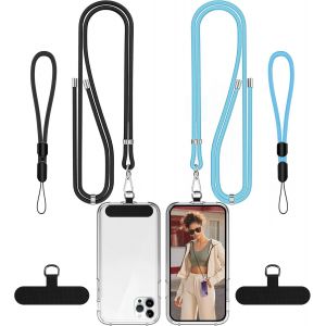 KAL-Cordon Telephone Portable-Lot De 2 Laniere Ttéléphone Portable Réglables Et Sangles De Poignet Collier Chaine Pour Iphone Compatible Avec La Plupart Des Téléphones Portables-Patchs - Neuf