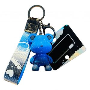 Porte-Cles Ours Degrade, Porte-Cles Ours De Dessin Anime, Pendentif De Sac Animal Mignon Pour Hommes, Femmes, Garcons Et Filles, Bleu - Neuf