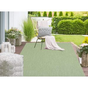 Sjzg-Mia's Teppiche ""Lara - Tapis D'extérieur, Pour Balcons, Terrasses Et Vérandas, Résistant Aux Intempéries Et Aux Uv, Tissage Plat, Vert, 80 X 150 Cm - Neuf