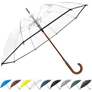 Parapluie Classique &Agrave; Poign&eacute;e En Bois Avec Ouverture Automatique Coupe-Vent Et B&acirc;ton Incassable 122 Cm - Neuf