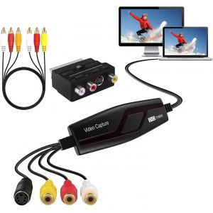 MEVRONISSHOP-Vid&eacute;o Capture - Convertisseur vid&eacute;o pour RCA vers USB - Convertisseurs VHS VCR Hi8 Mini DV en num&eacute;rique - pour PC, TV, Lecteur de Cassette, cam&eacute;scope, Mac OS X ou Windows - Neuf