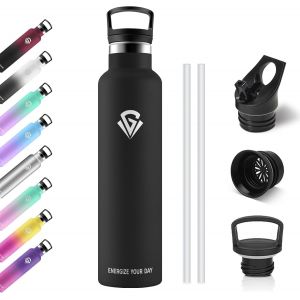 Gourde Isotherme 1l, Bouteille D'eau Acier Inoxydable, Étanche Et , Bouteille Isotherme Sans Bpa, Gourdes Avec Paille, Bouteille D'eau Pour Jogging, L'école, Camping, Randonnée, Gym - Neuf