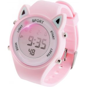 Kalanka-Montre Enfants Fille Montre Digitale Enfant 30m Étanche Numérique Sport Montre Ado Dille Dessin Animé 3d Montre Pour Enfant Led Rétro Eclairage Avec Oreilles De Chat Pour Filles De 3 À 12 Ans - Neuf