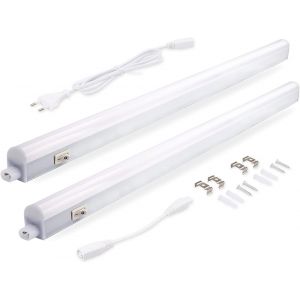 Luminaire D'Agencement À Led 8W 57,5Cm 750Lm 4000K Blanc Neutre Éclairage D'Armoire Super Lumineux Blanc Pour Cuisine Armoire Vitrines Extensible Par Système D'Enfichage (2 Pièces)[AMP746874] - Neuf