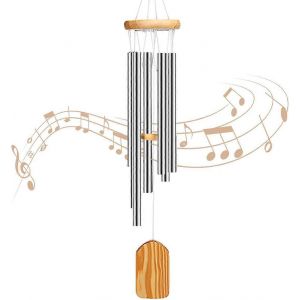 carillons éoliens extérieurs,avec 6 tubes en aluminium carillons éoliens commémoratifs en bois - Neuf
