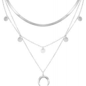 Kal-Ensemble De Chaînes Superposées En Acier Inoxydable Collier Pendentif Perle Chaîne Boho Pour Femme Choker Collier - Neuf